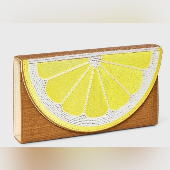 a new day Handbags - Citrus Delight Clutch - Yellow and Brown